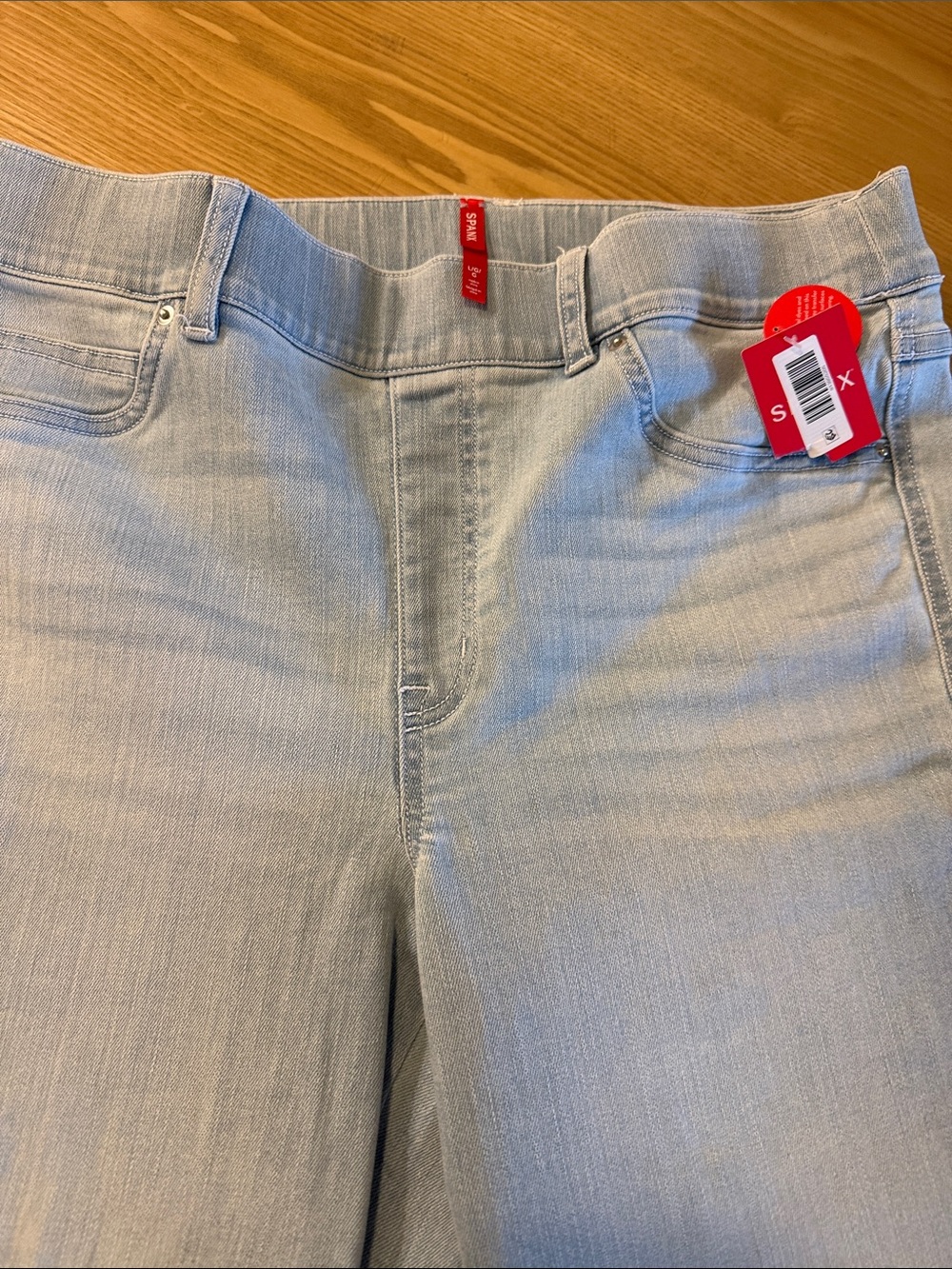 SPANX Light Gray Slim Straight  women’s Jeans Large brand new w tags